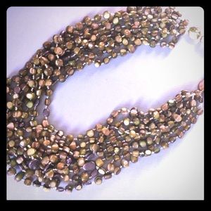 EUC Silpada Pyrite mother of pearl Sterling silver multi strand necklace awesome